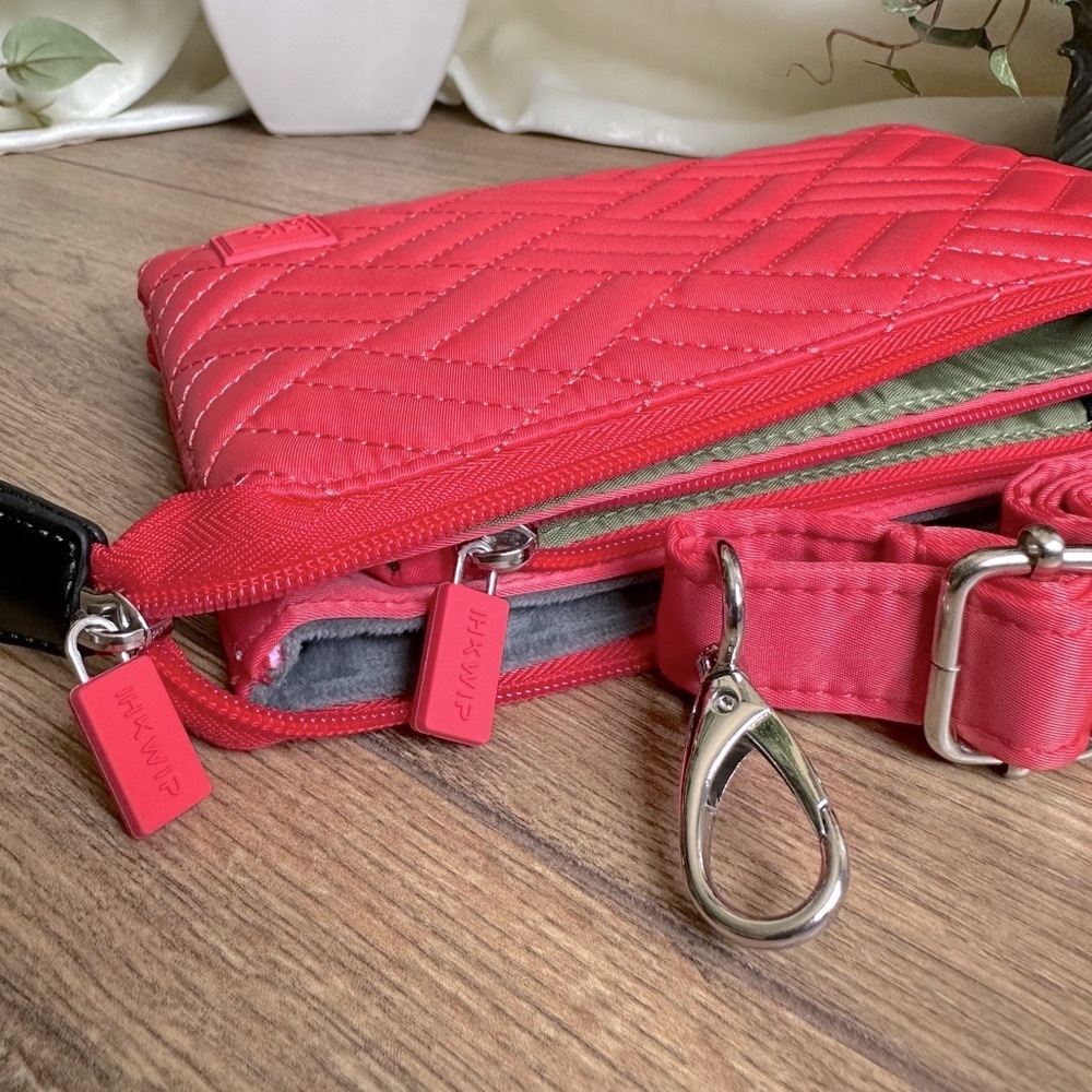IHKWIP Triple Entry Quilted Summer Punch Orange Crossbody Purse - Picture 10 of 11